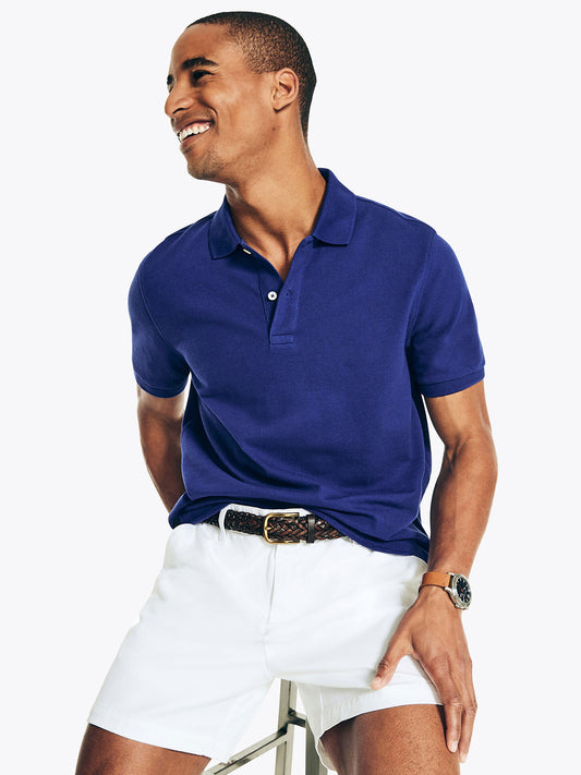 Cotton Polo T-Shirt - Men's Classic Blue Short Sleeve