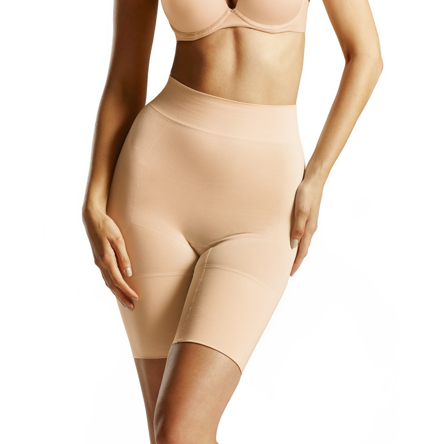 Nude Tummy & Thigh Shaper - High-Waist Spandex Body Contouring