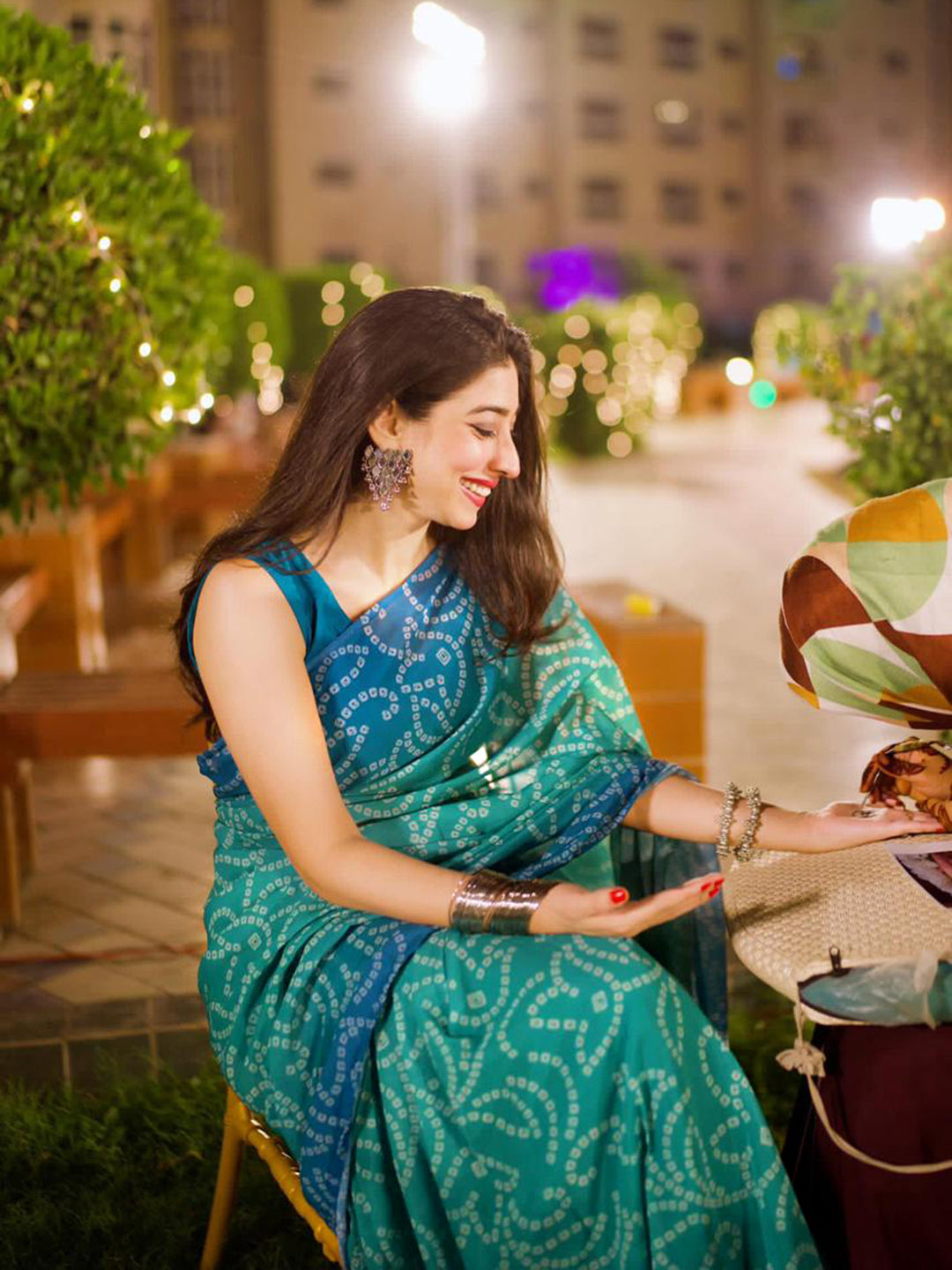 Elegant Bandhani Print Silk Blend Saree - Traditional Indian Ethnic Wear