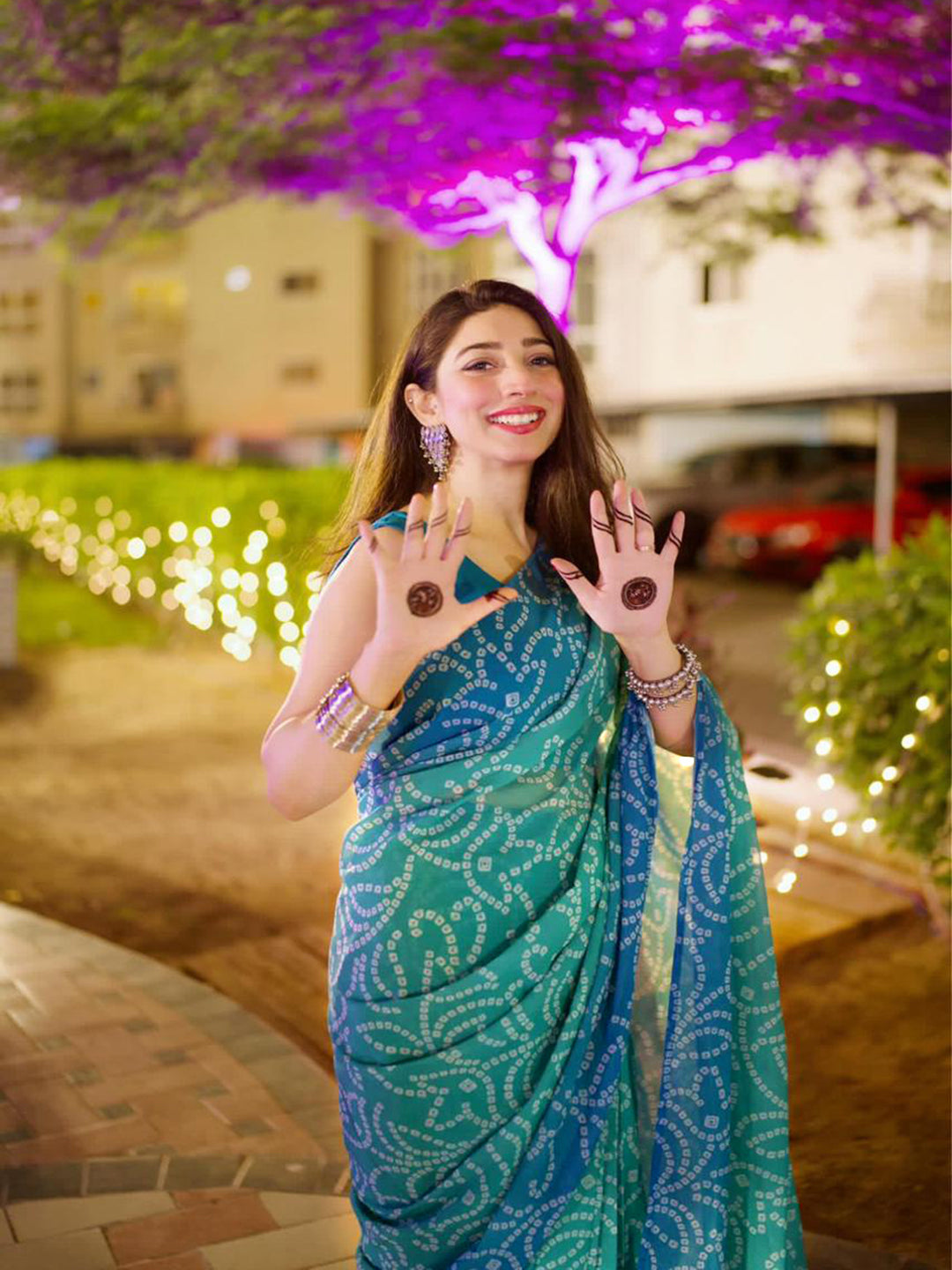 Elegant Bandhani Print Silk Blend Saree - Traditional Indian Ethnic Wear