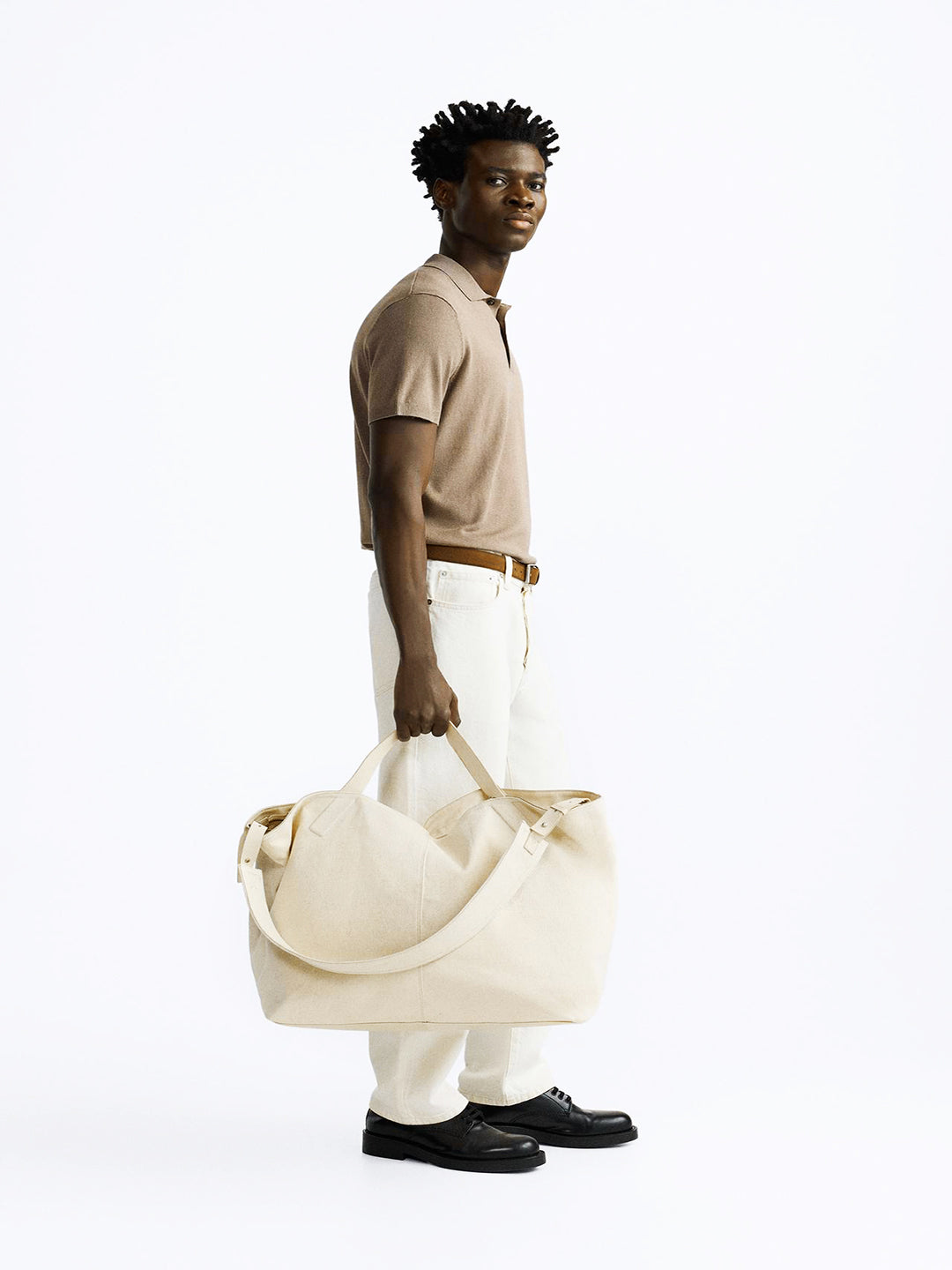 Cotton Polo T-Shirt - Men's Beige Short Sleeve Classic Fit