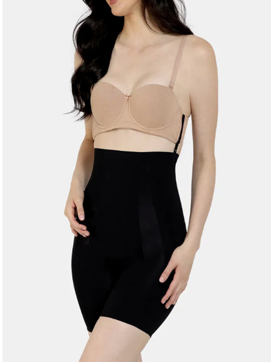Black Tummy & Thigh Shaper Dress - High-Waist Spandex Body Contouring