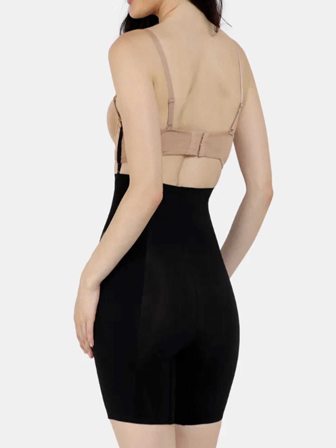 Black Tummy & Thigh Shaper Dress - High-Waist Spandex Body Contouring