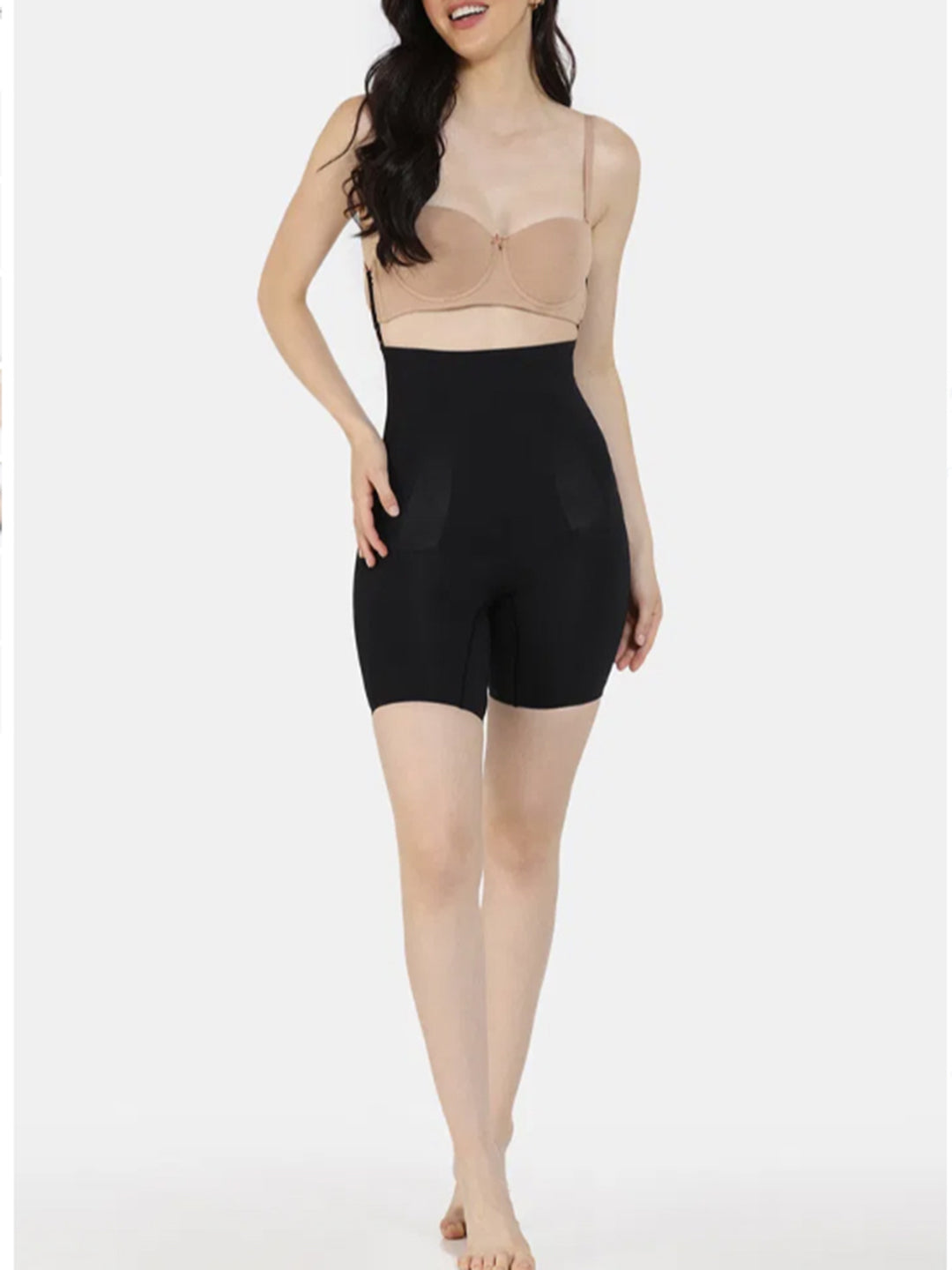Black Tummy & Thigh Shaper Dress - High-Waist Spandex Body Contouring