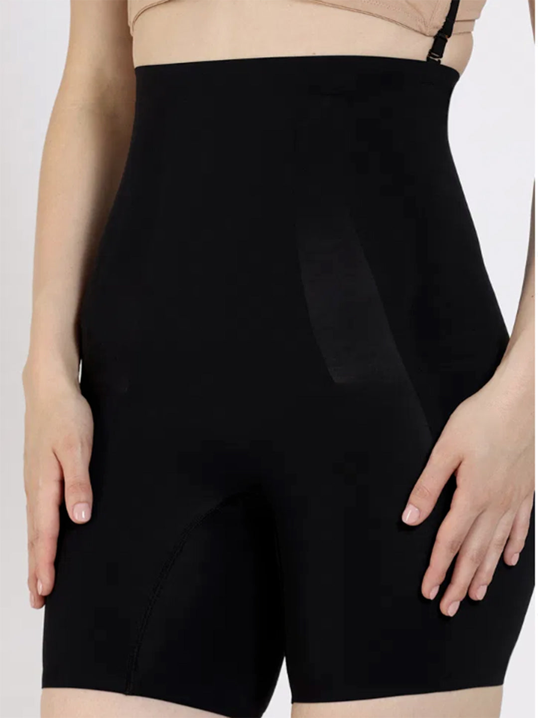 Black Tummy & Thigh Shaper Dress - High-Waist Spandex Body Contouring