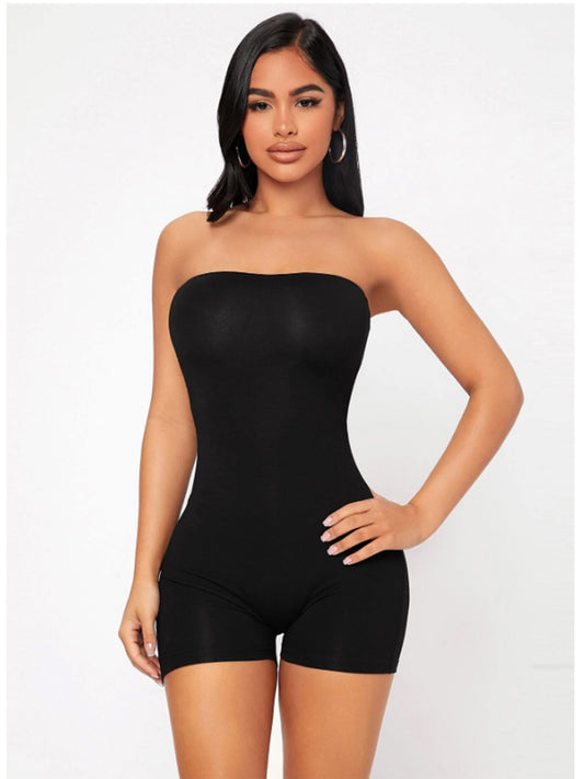 Black Strapless Bodysuit Shaper - Seamless Full Body Contouring Shorts