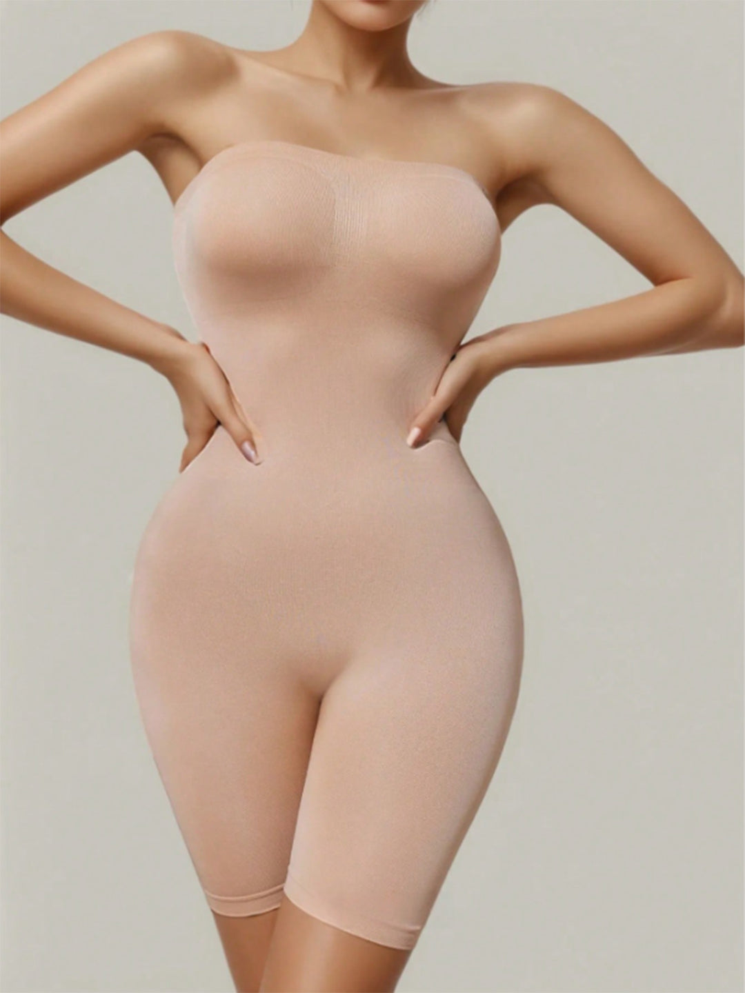 Strapless Bodysuit Shaper - Seamless Tube Body Contouring with Thigh Control