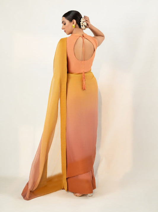 Sunset Ombre Silk Blend Saree – Elegant Lightweight Designer Drape
