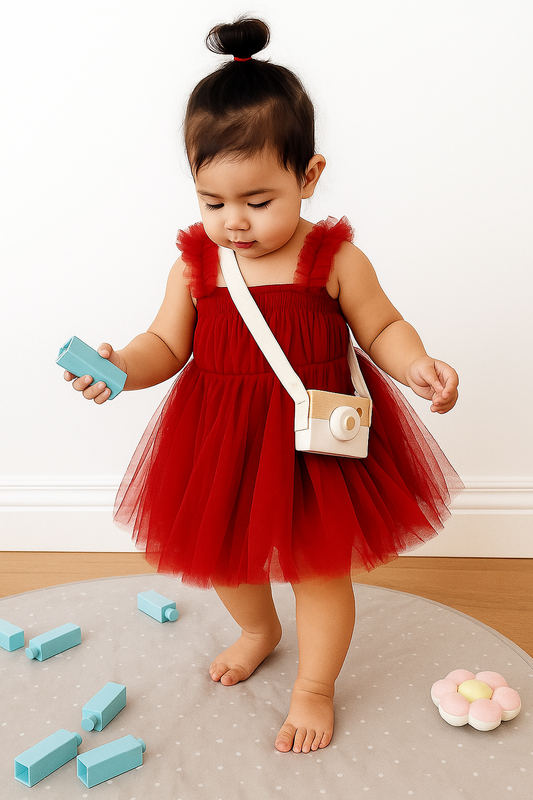 Beautiful Red Net Tulle Baby Dress - Princess Party Frock