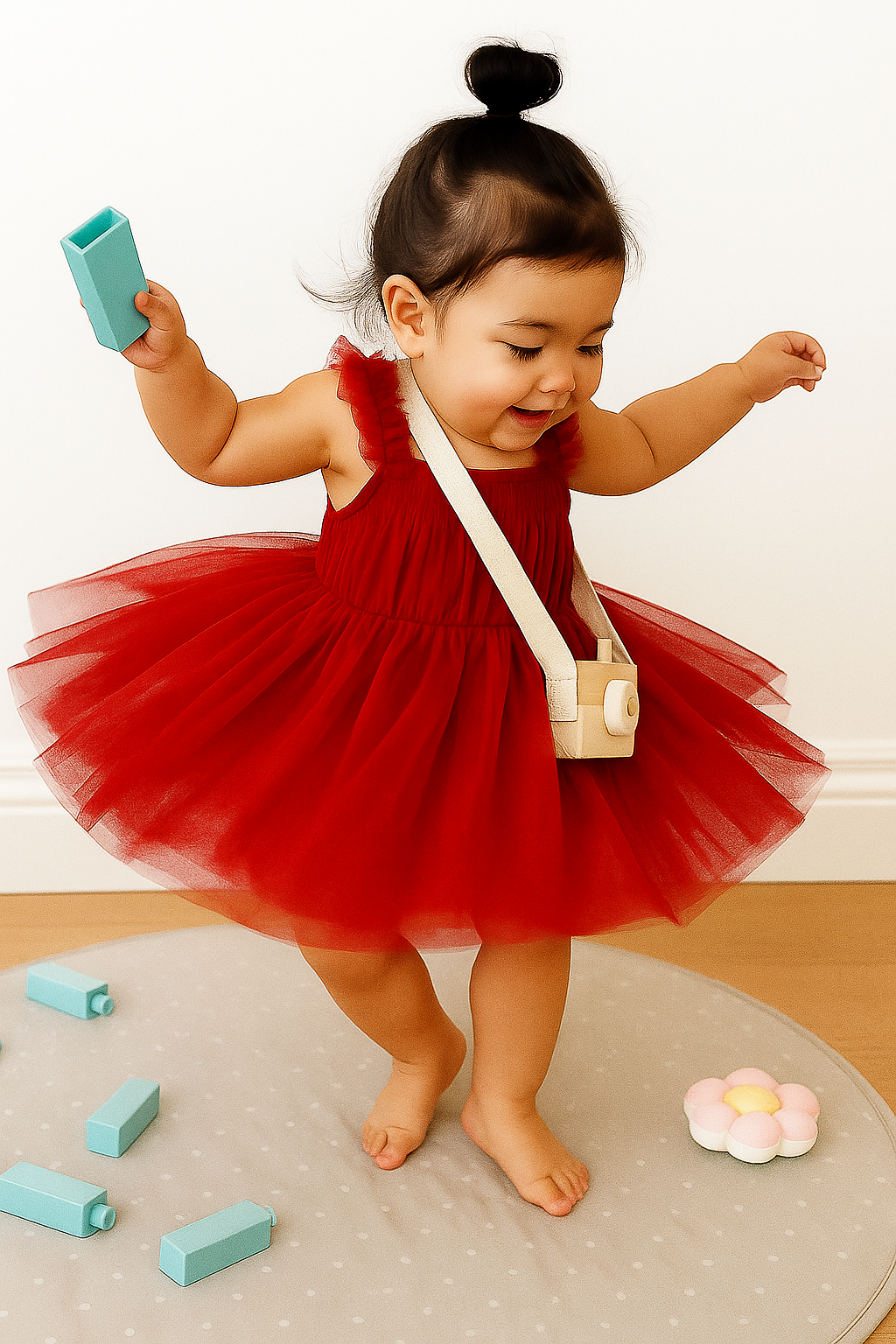 Beautiful Red Net Tulle Baby Dress - Princess Party Frock