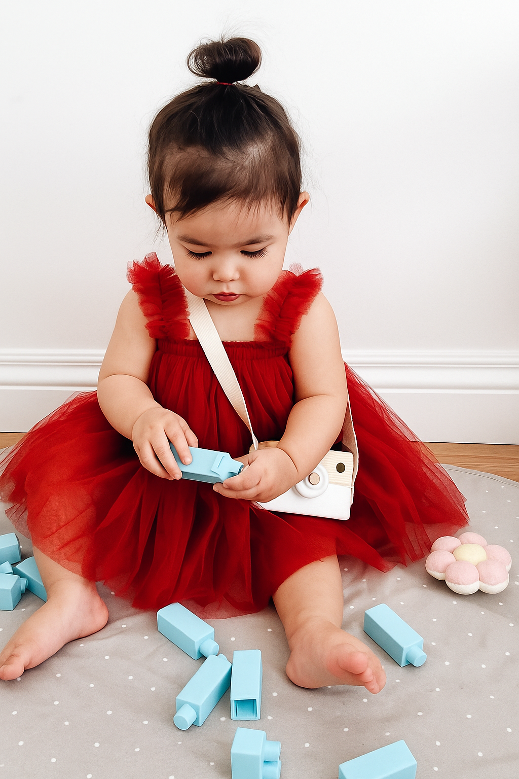 Beautiful Red Net Tulle Baby Dress - Princess Party Frock