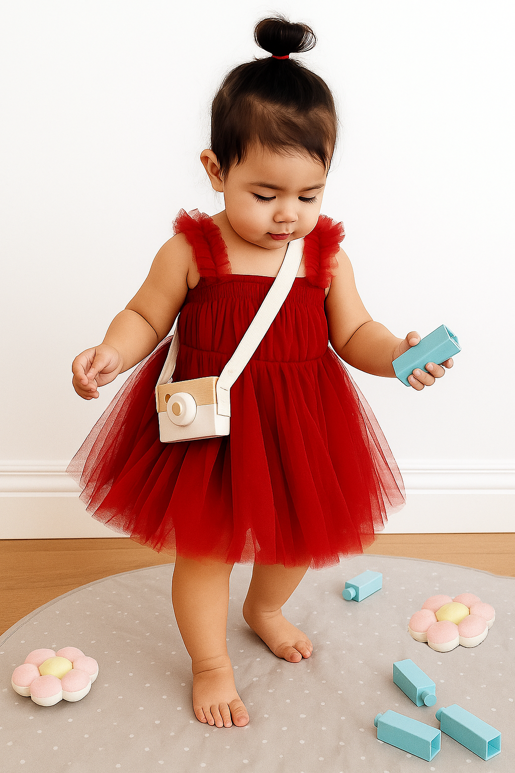 Beautiful Red Net Tulle Baby Dress - Princess Party Frock