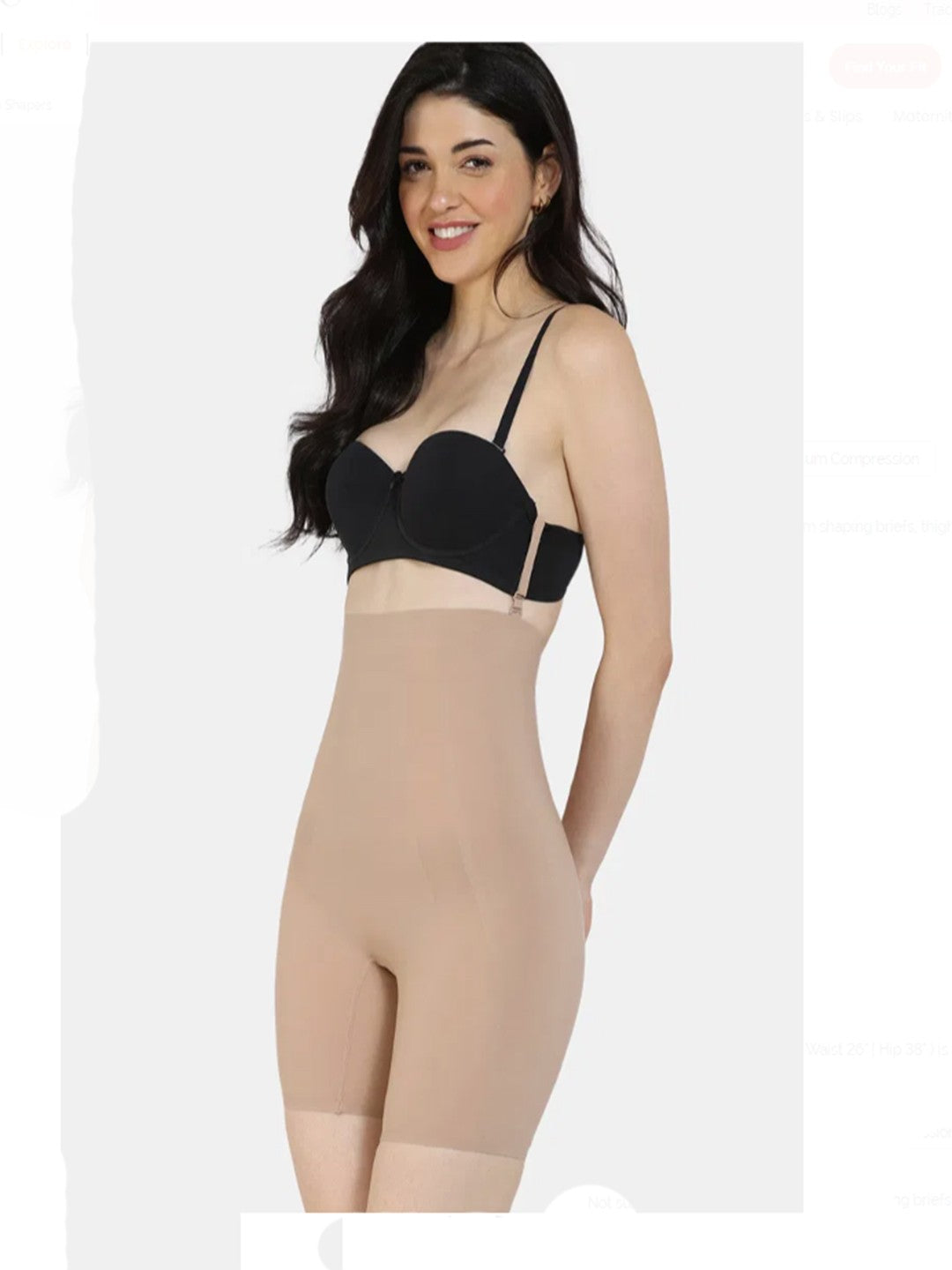 Nude High-Waist Tummy & Thigh Shaper - Seamless Body Sculpting Shorts