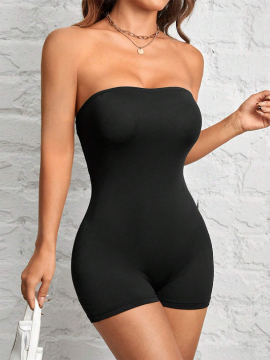 Stylish Black Strapless Bodysuit - Curve-Enhancing Body Shaper Romper