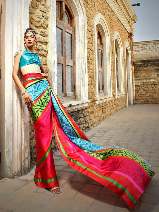 Elegant Satin Silk Saree - Premium Designer Drape