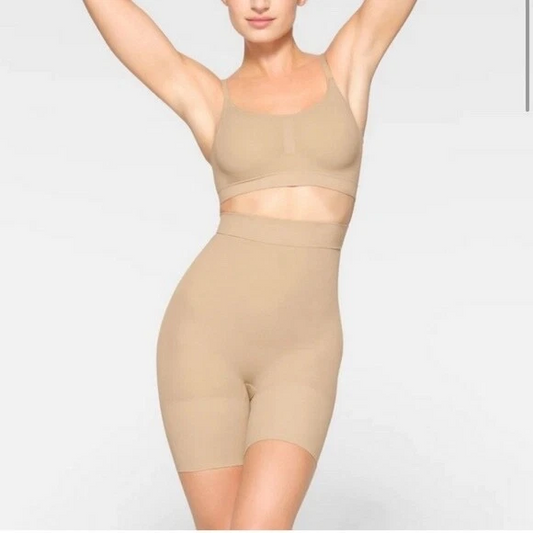 Nude Tummy & Thigh Shaper - High-Waist Spandex Body Contouring