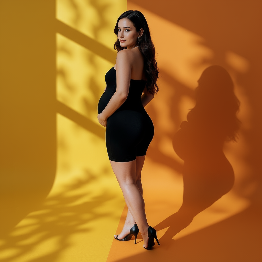 Black Maternity Shapewear Bodysuit with Shorts - Comfortable Pregnancy Support