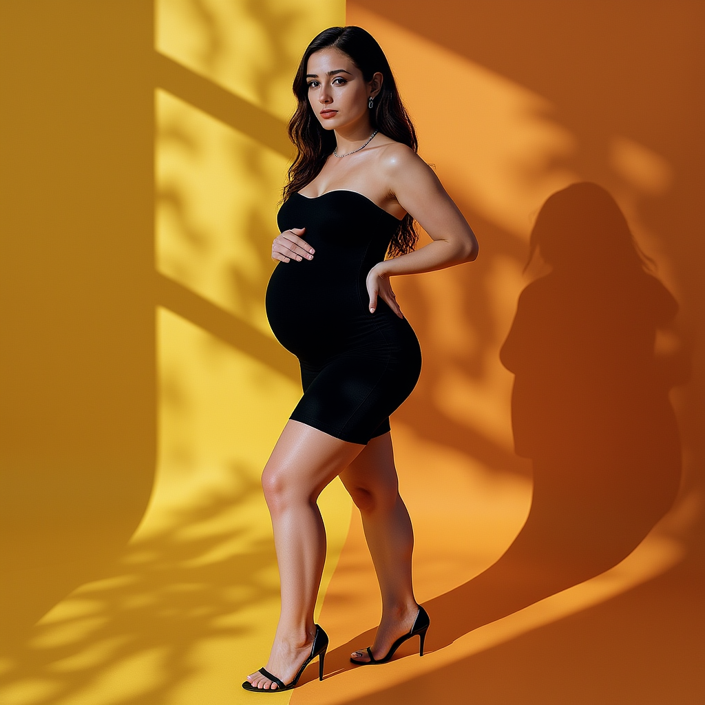 Black Maternity Shapewear Bodysuit with Shorts - Comfortable Pregnancy Support