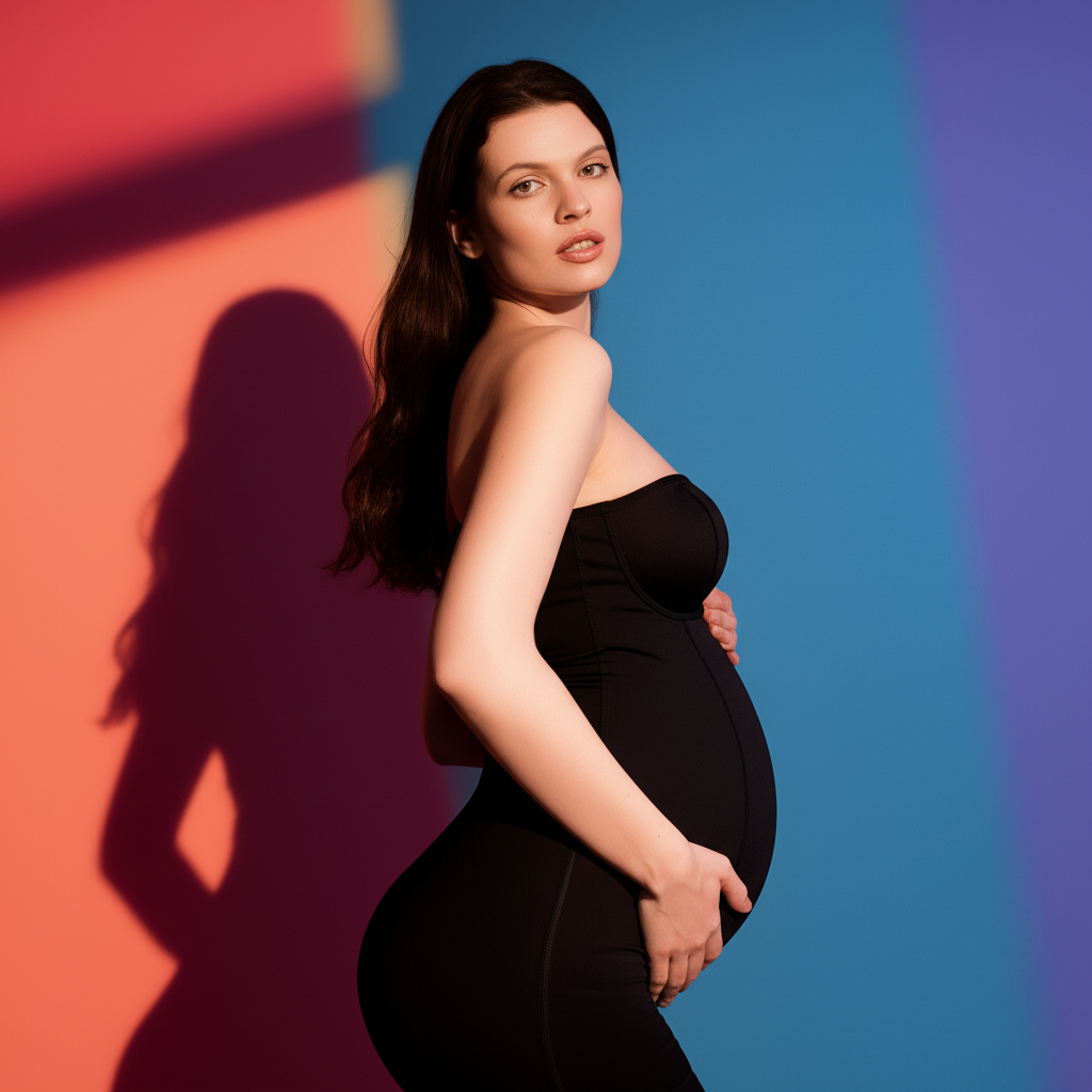 Black Maternity Shapewear Bodysuit - Elegant Pregnancy Support