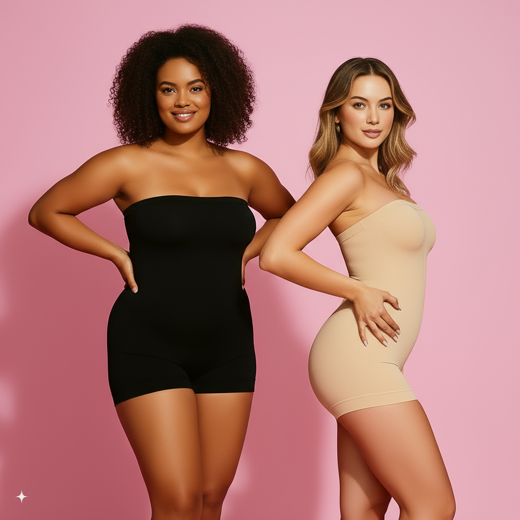 Premium Cotton-Spandex Body Shapers Duo - Black & Nude Set