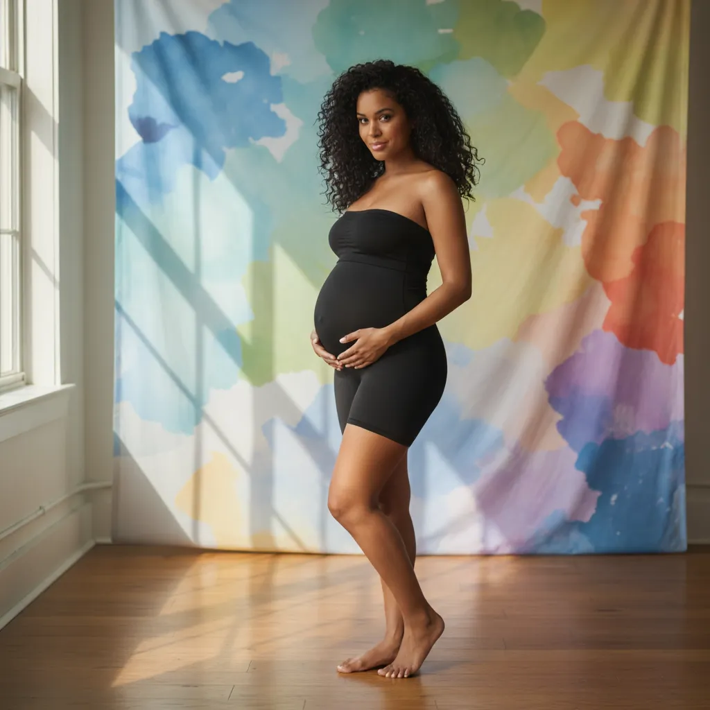 Black Maternity Shapewear Bodysuit - Comfortable Pregnancy Support