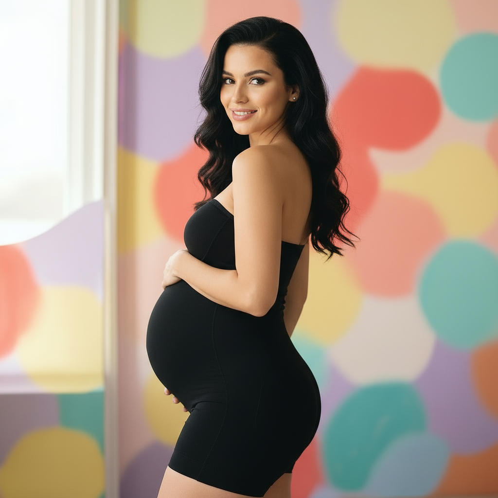 Black Maternity Shapewear Bodysuit - Comfortable Pregnancy Support