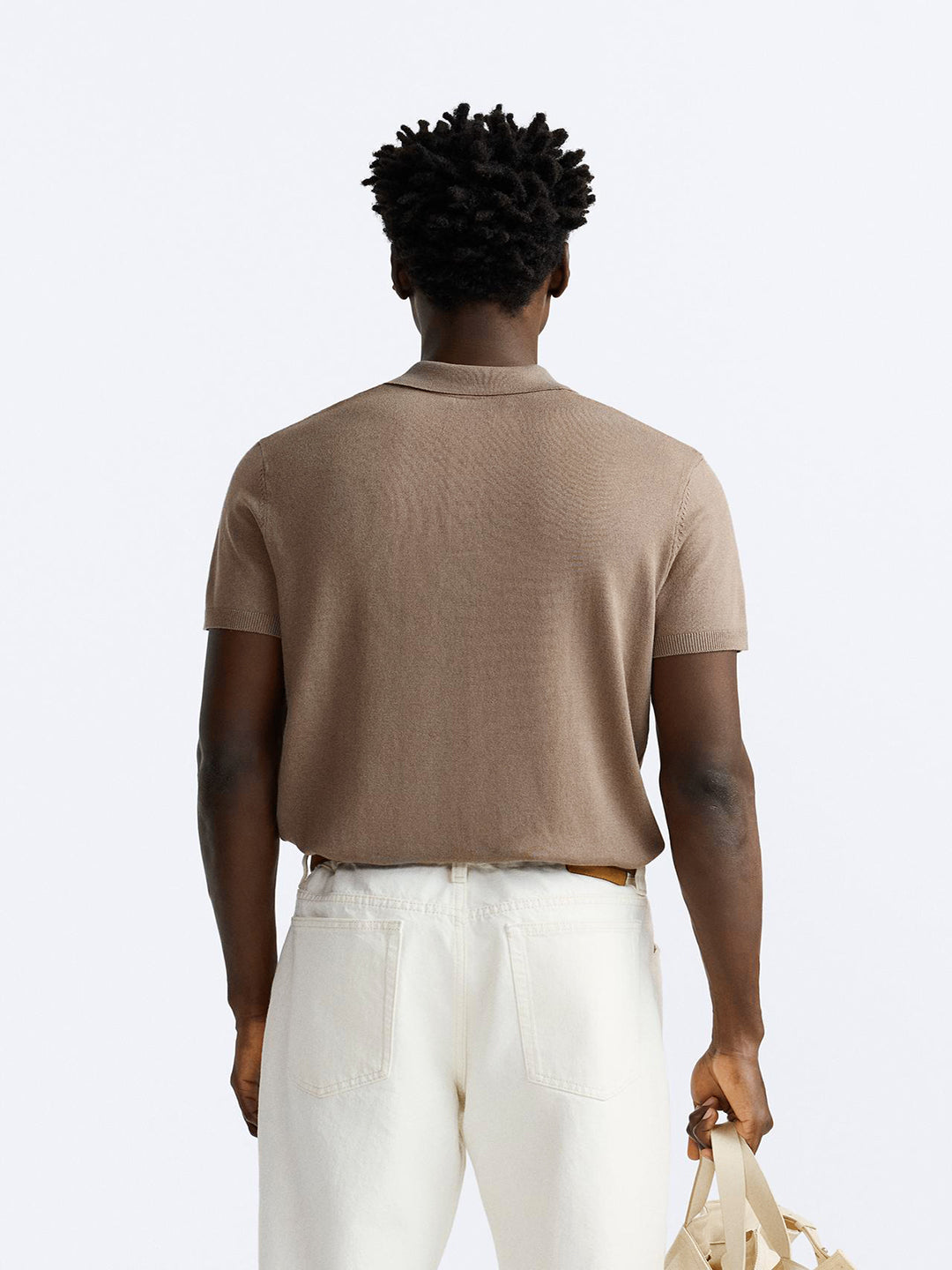 Cotton Polo T-Shirt - Men's Beige Short Sleeve Classic Fit