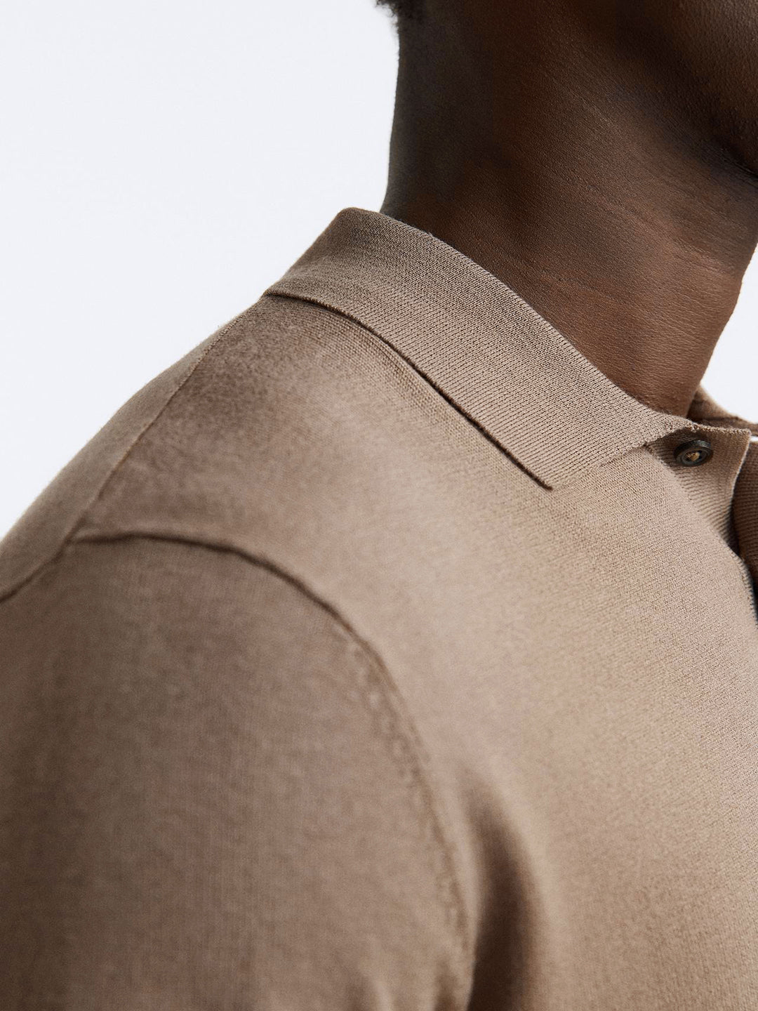 Cotton Polo T-Shirt - Men's Beige Short Sleeve Classic Fit