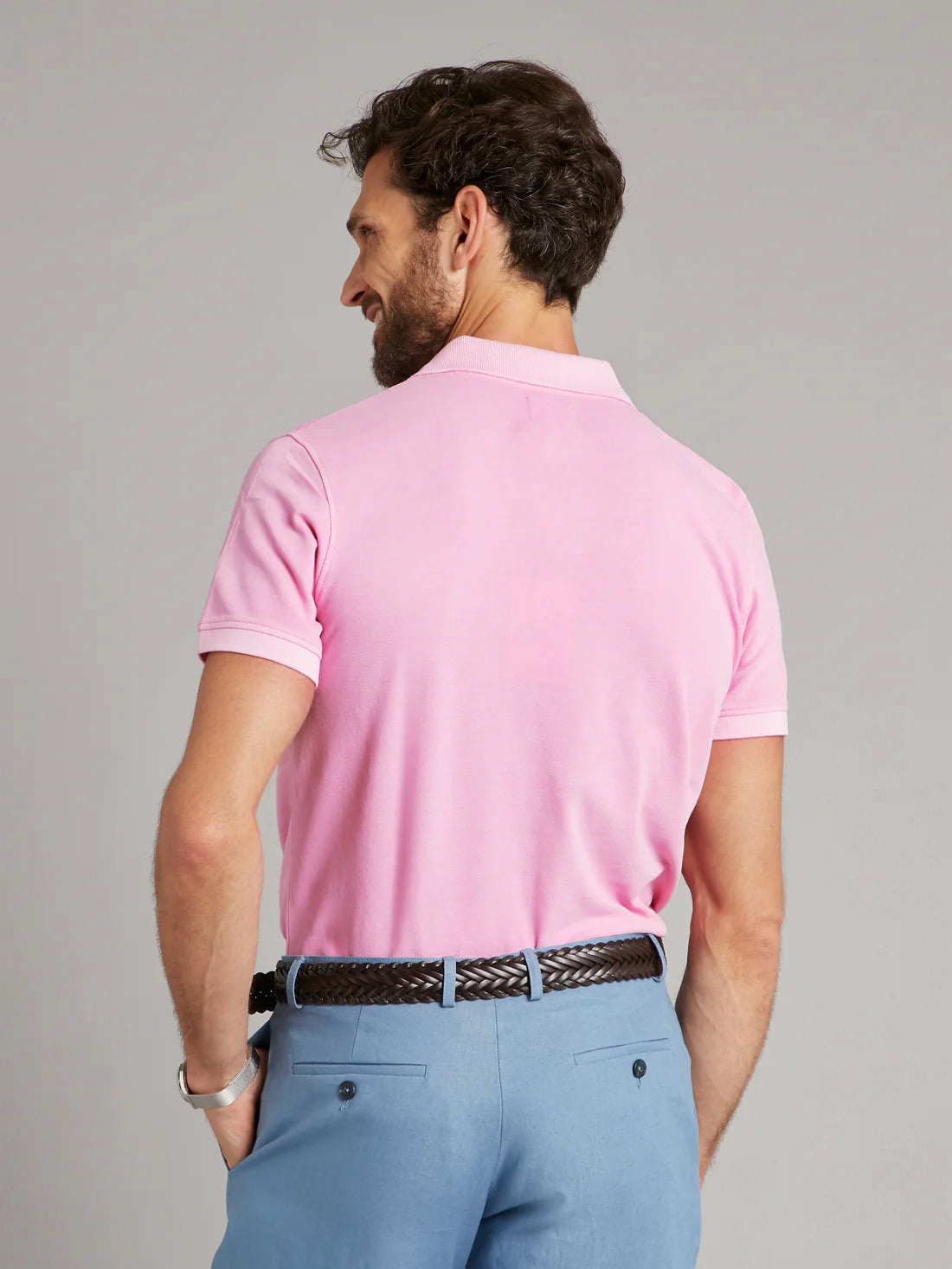 Cotton Polo T-Shirt - Men's Pink Short Sleeve Classic Fit