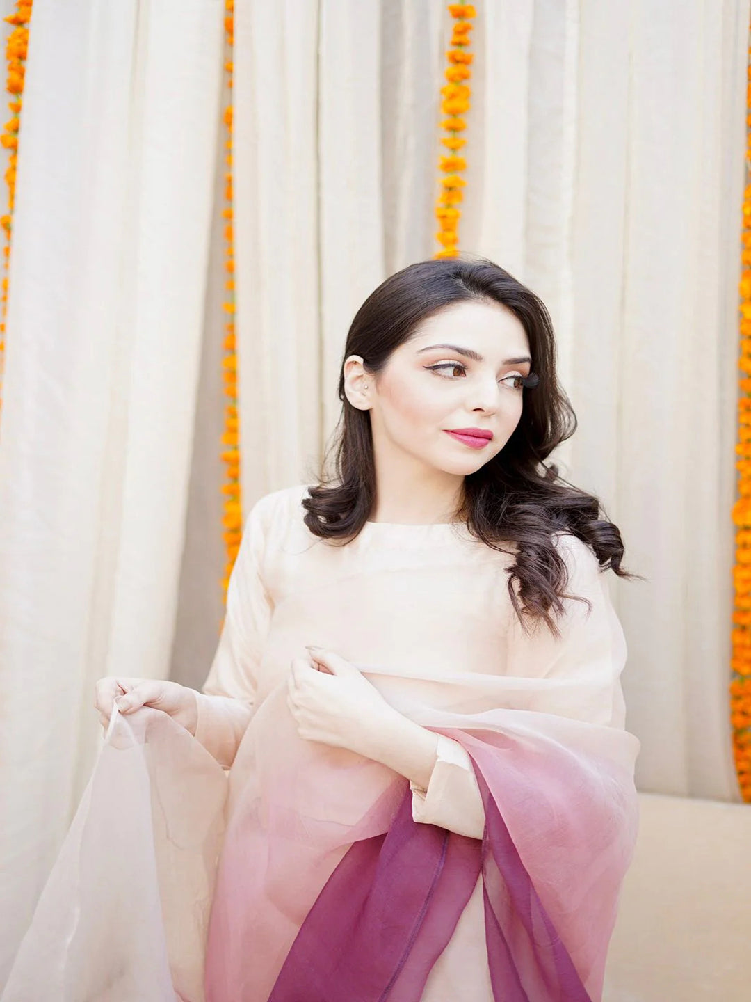 Multicolor Ombre Organza Saree – Vibrant Gradient Designer Drape with Unstitched Blouse