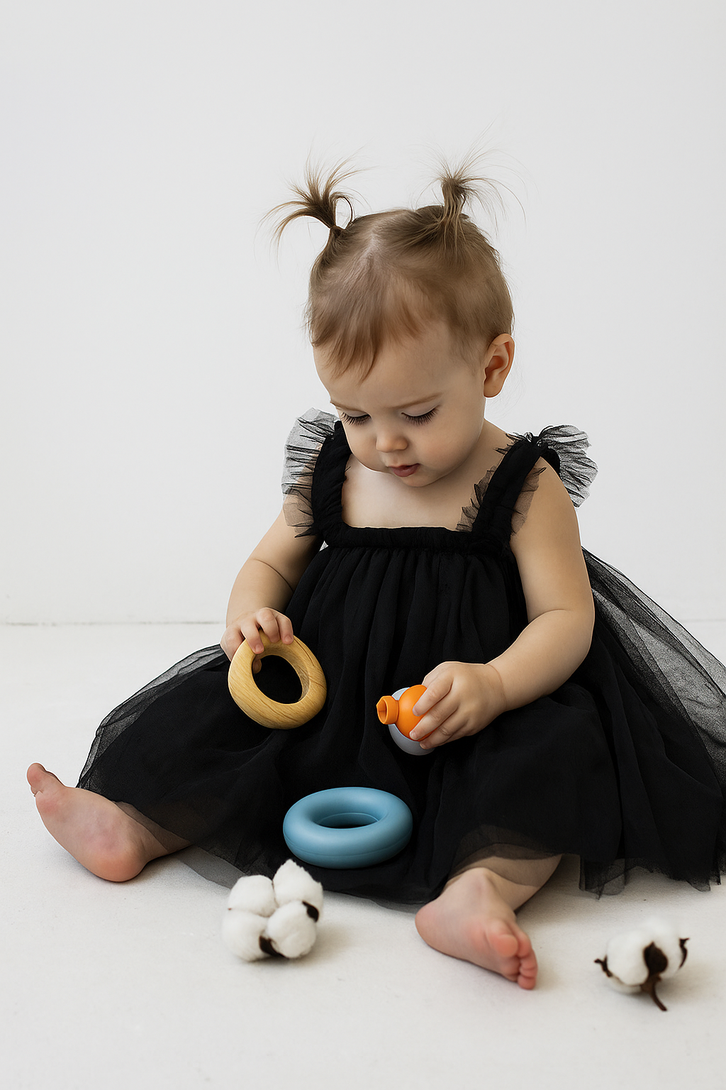 Adorable Black Net Tulle Baby Dress - Princess Party Frock