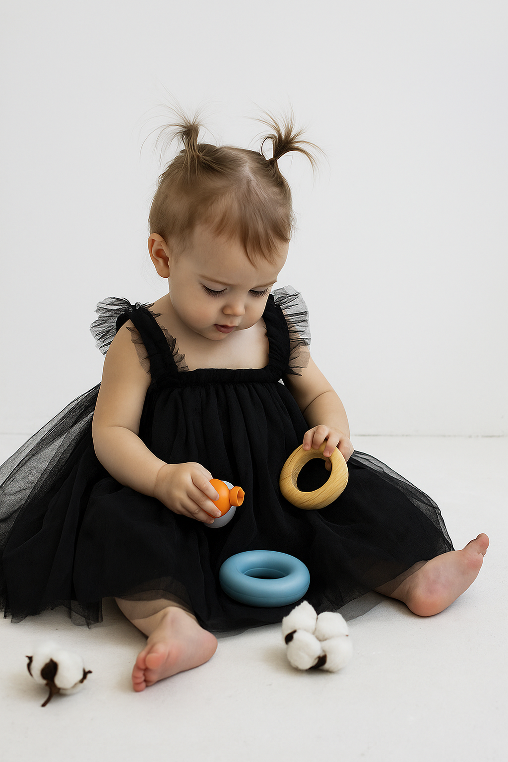 Adorable Black Net Tulle Baby Dress - Princess Party Frock