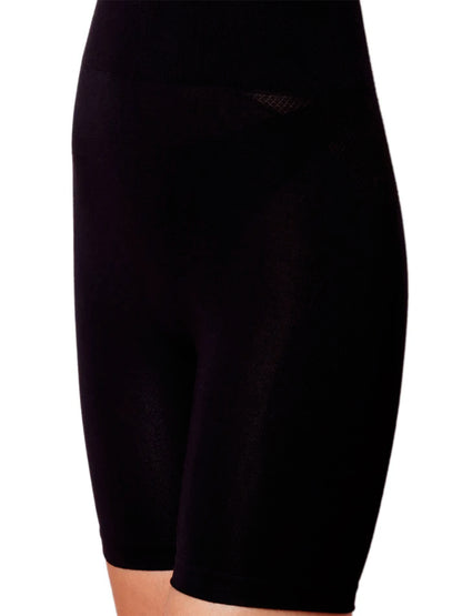 Black Tummy & Thigh Shaper Shorts - High-Waist Spandex Body Contouring