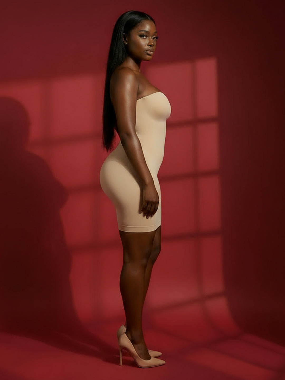 Nude Strapless Shapewear Bodysuit with Shorts - Full Body Sculpting