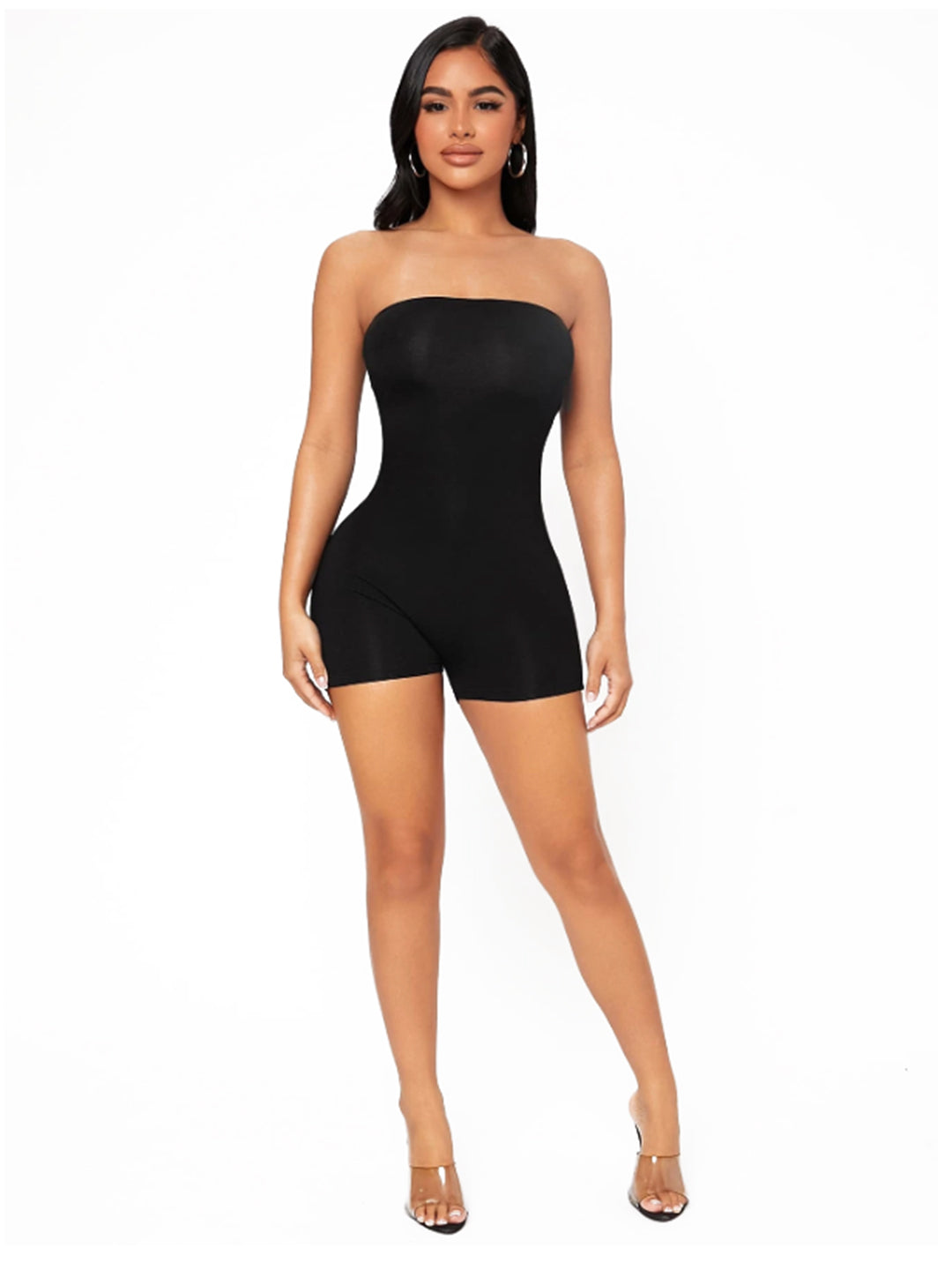 Black Strapless Bodysuit Shaper - Seamless Full Body Contouring Shorts