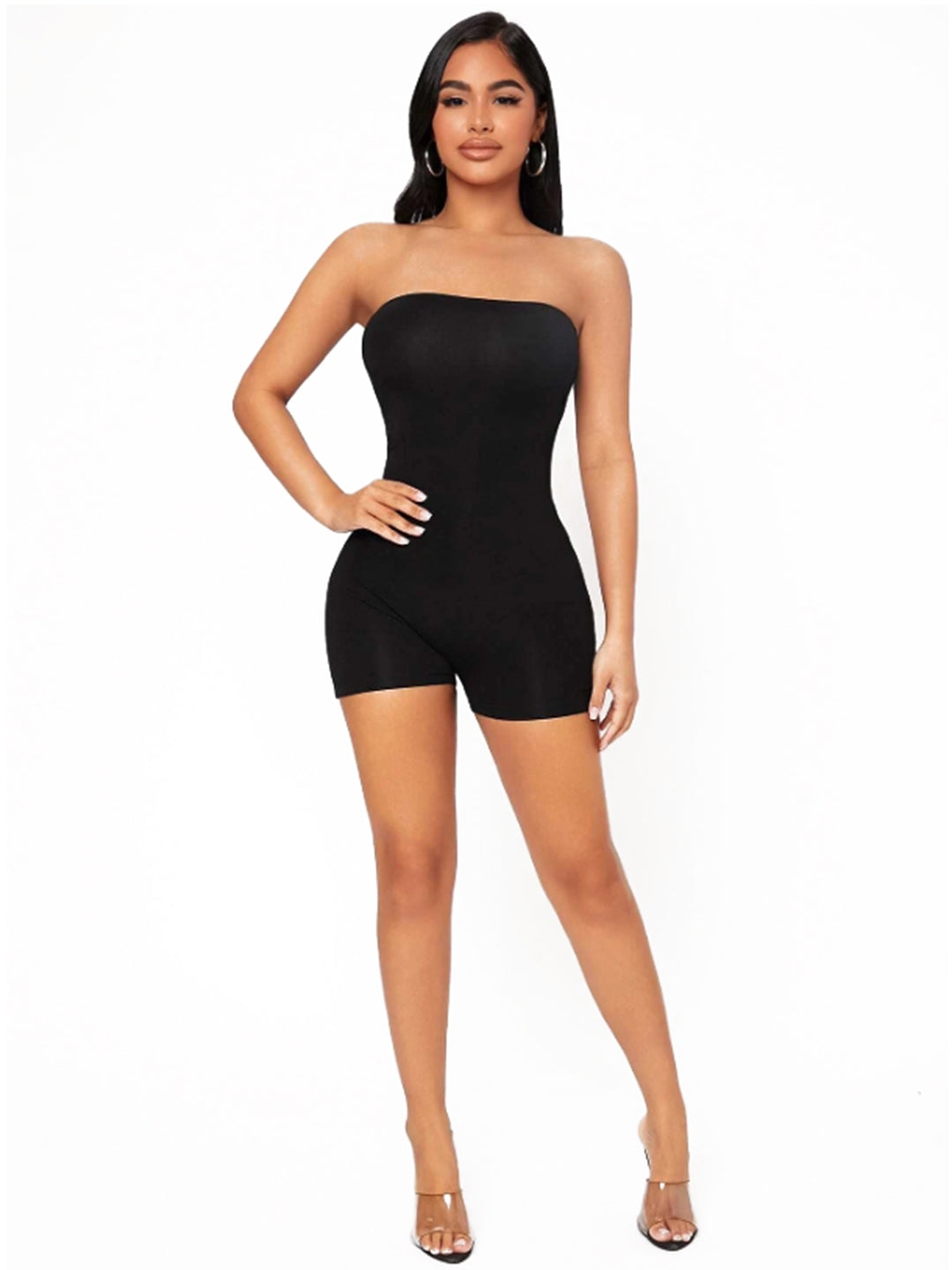 Black Strapless Bodysuit Shaper - Seamless Full Body Contouring Shorts