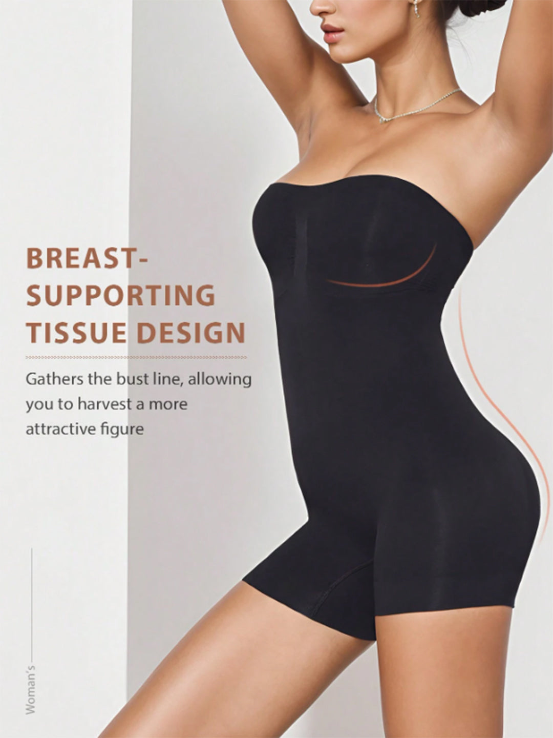 Black Strapless Bodysuit - Push Up Breast, Flatten Tummy & Natural Butt Lift