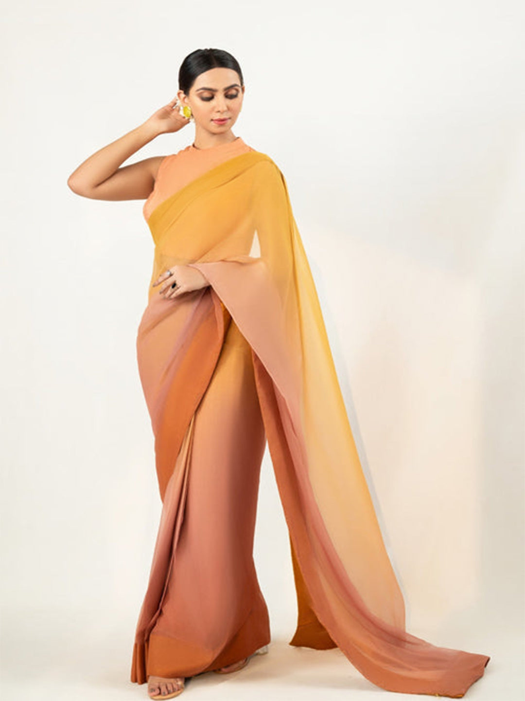 Sunset Ombre Silk Blend Saree – Elegant Lightweight Designer Drape