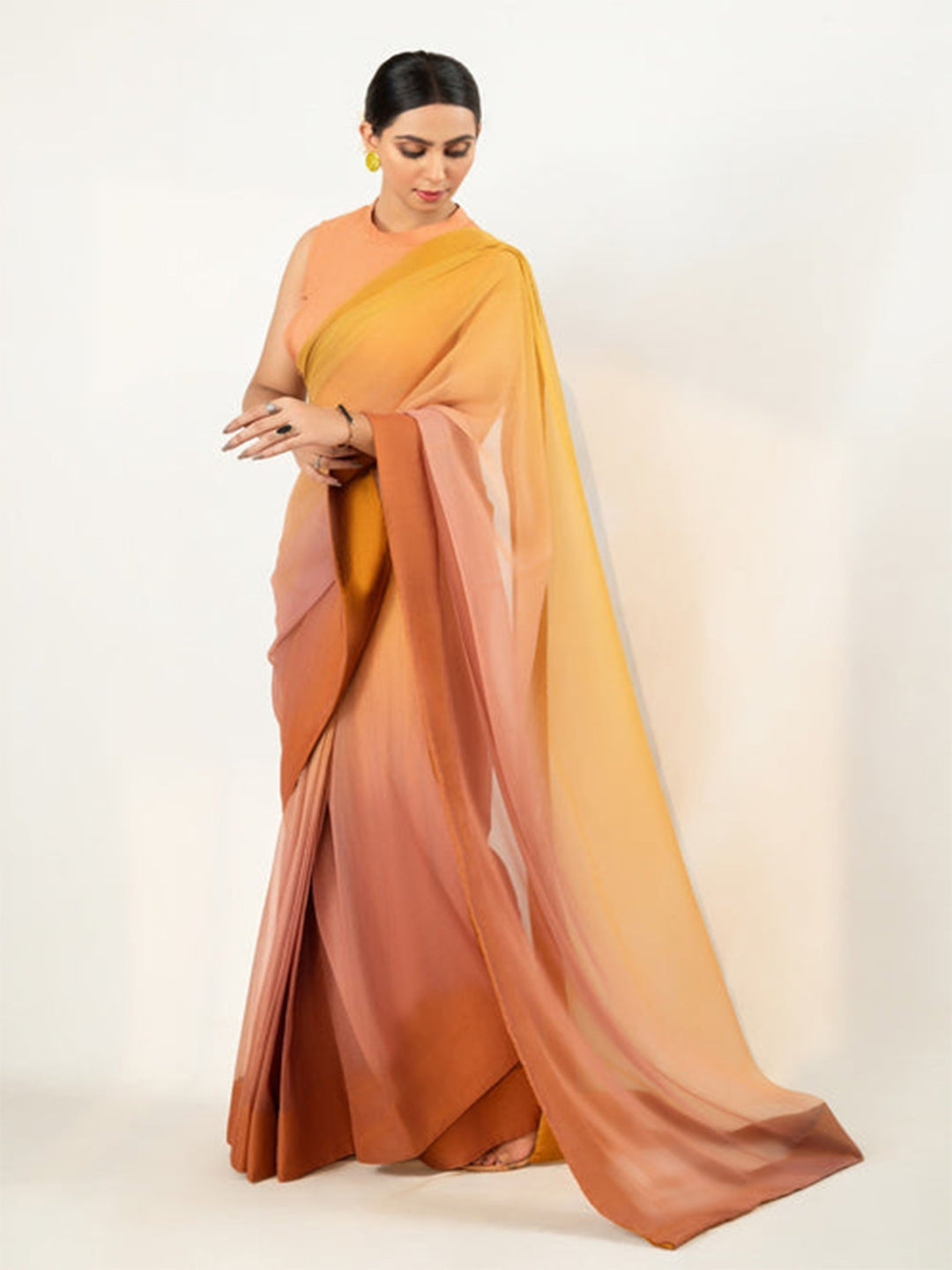Sunset Ombre Silk Blend Saree – Elegant Lightweight Designer Drape