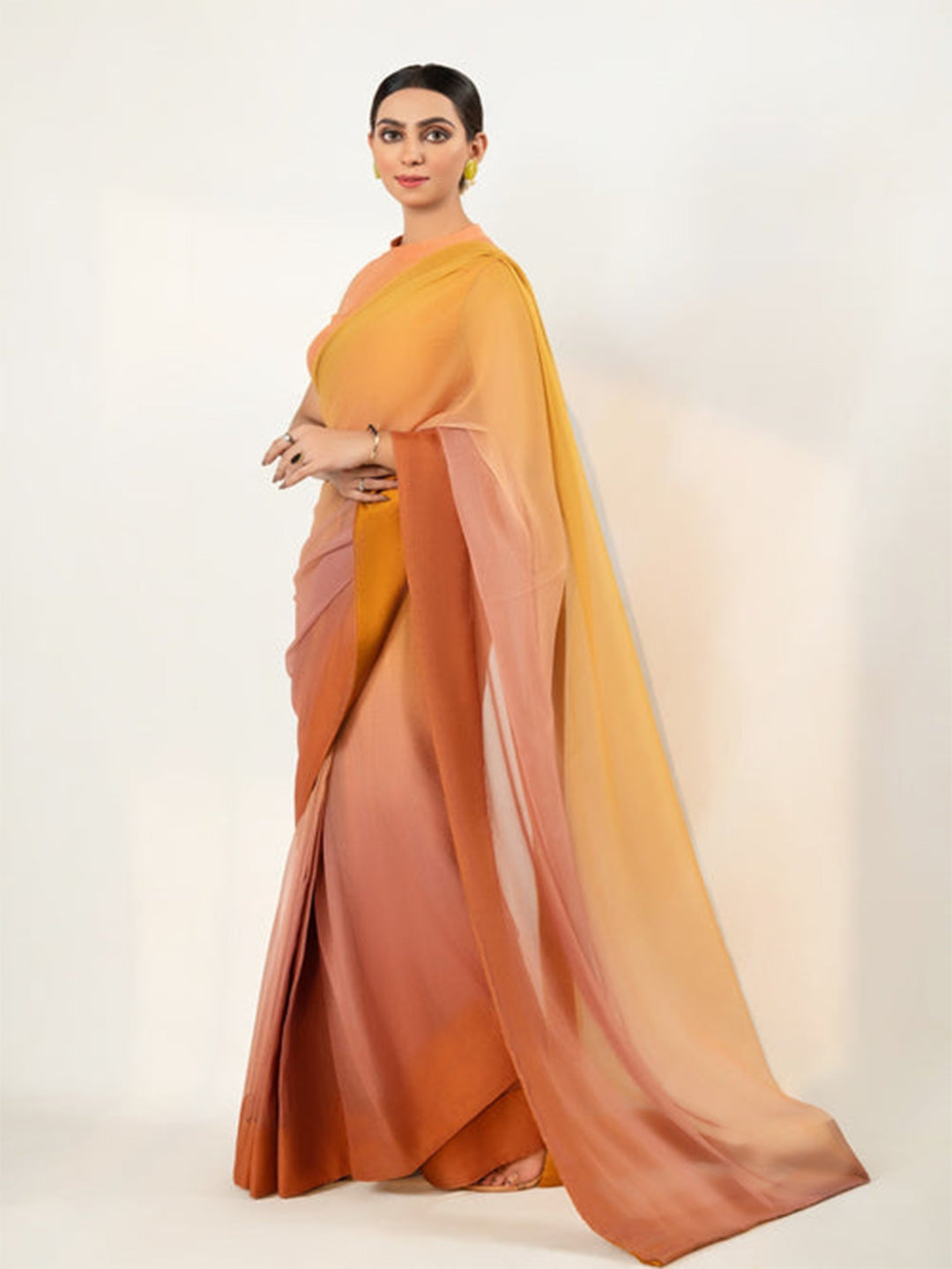 Sunset Ombre Silk Blend Saree – Elegant Lightweight Designer Drape