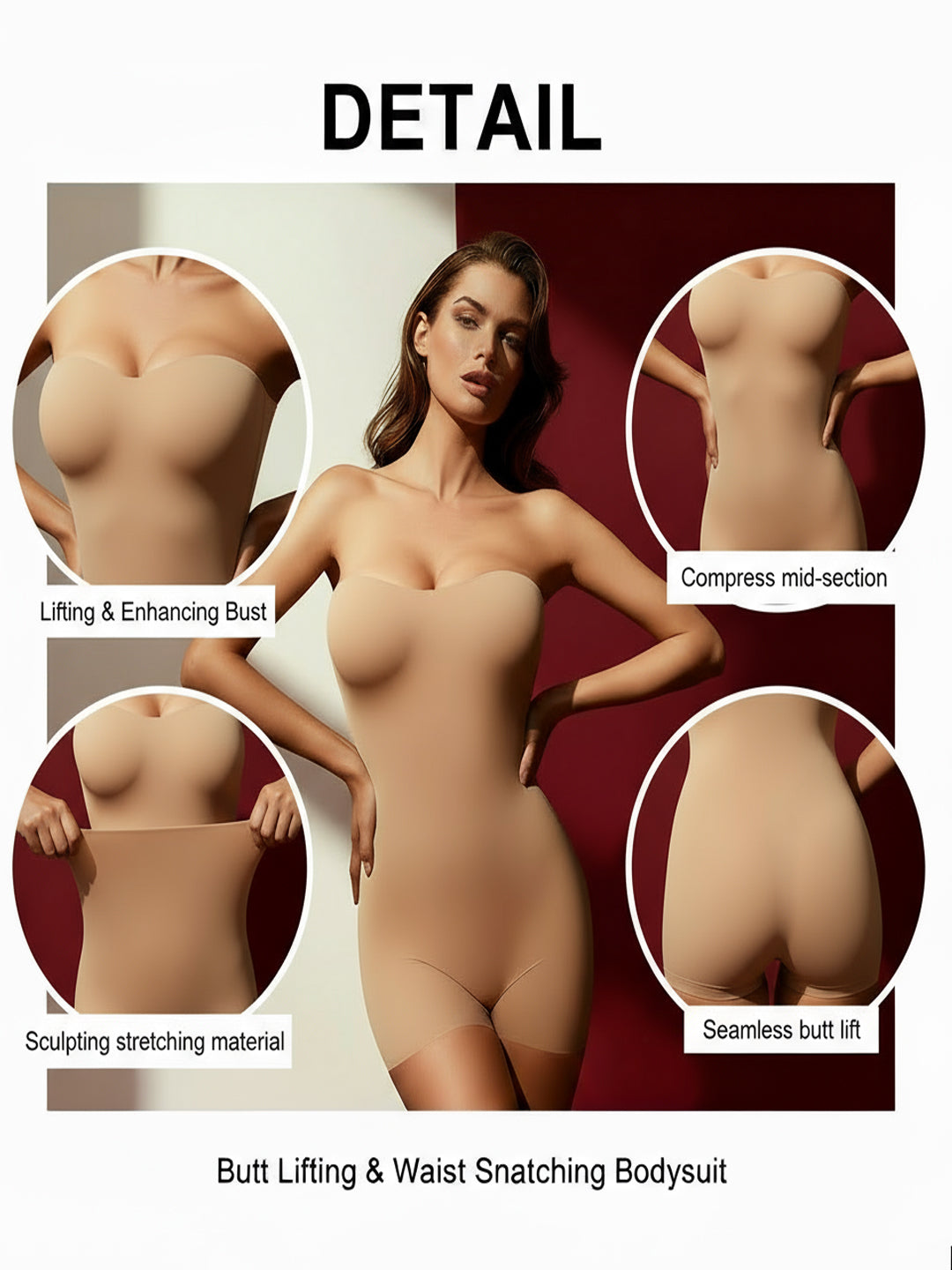 Nude Strapless Shapewear Bodysuit - Invisible Sculpting & Support