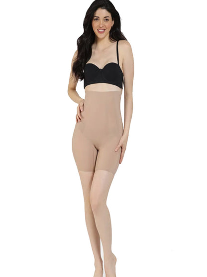 Nude High-Waist Tummy & Thigh Shaper - Seamless Body Sculpting Shorts
