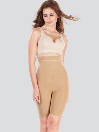 Nude High-Waist Tummy & Thigh Shaper - Ultra-Slim Spandex Body Contouring
