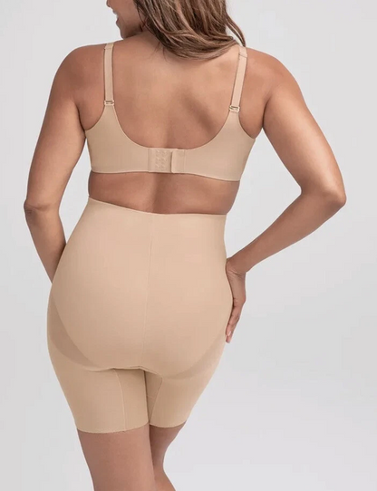 Nude Tummy & Thigh Shaper - Seamless High-Waist Spandex Body Contouring
