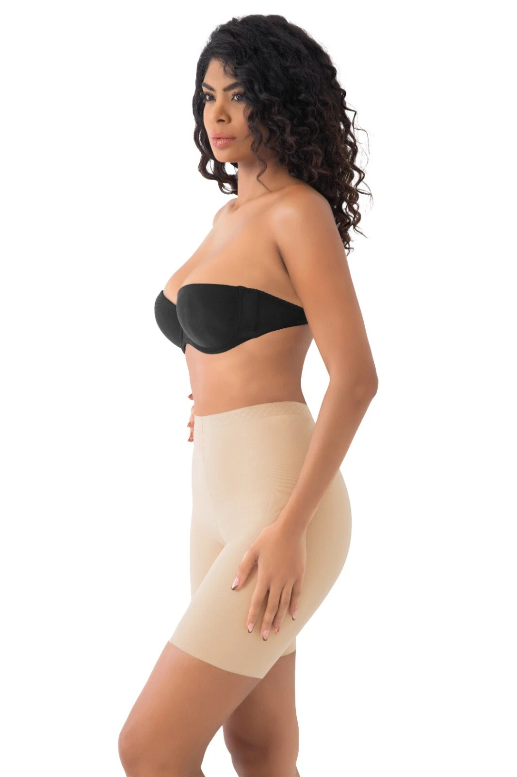Nude High-Waist Shapewear Shorts - Seamless Spandex Body Contouring