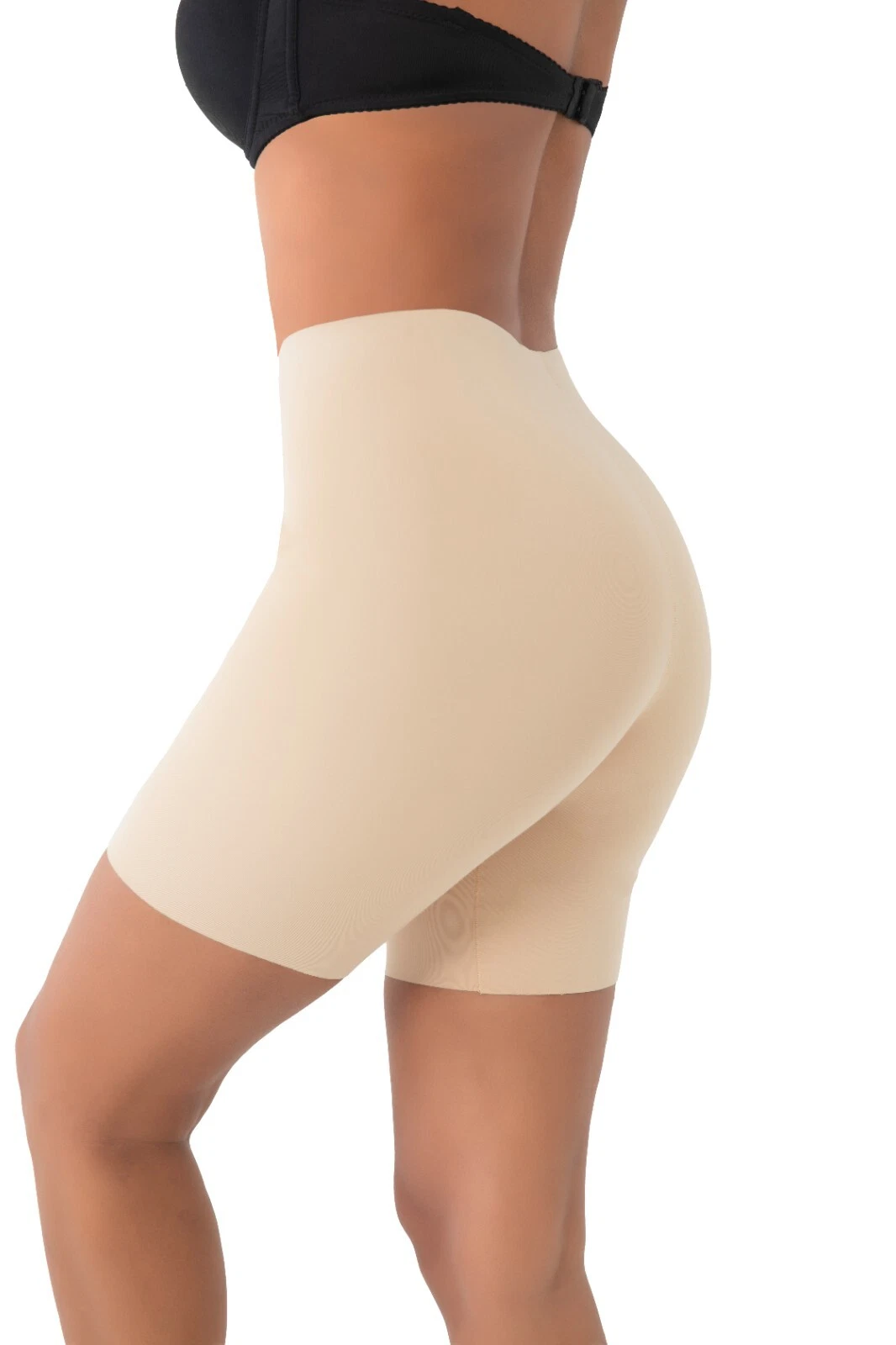 Nude High-Waist Shapewear Shorts - Seamless Spandex Body Contouring