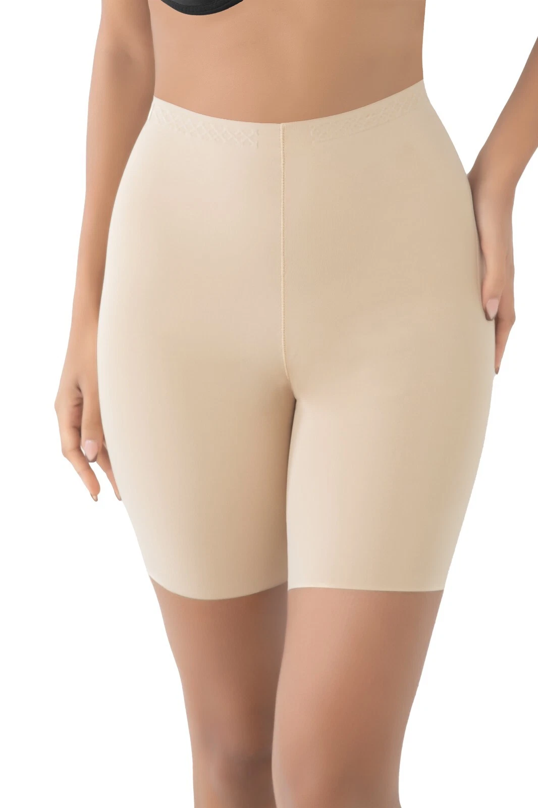 Nude High-Waist Shapewear Shorts - Seamless Spandex Body Contouring