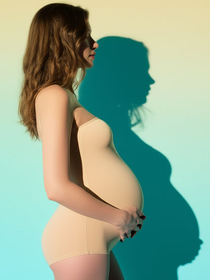 Nude Maternity Shapewear Bodysuit with Straps - Supportive Pregnancy Wear