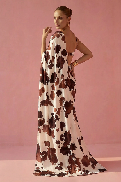 Brown Cow Printed Silk Blend fabric Saree