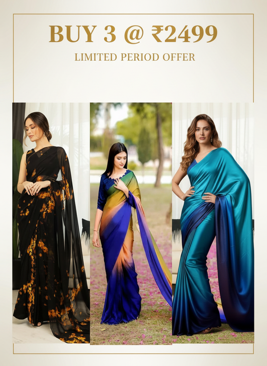 Combo Offer - 3 Premium Sarees @ ₹2499 (Limited Period)
